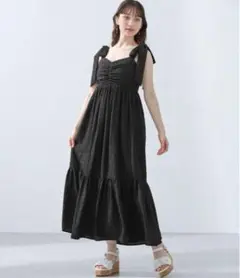 新品✨ INGNI 肩リボンポコポコギャザーティアードワンピース イング