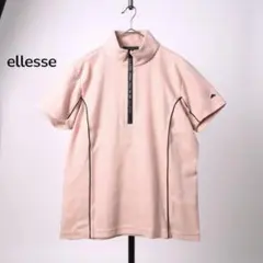 ellesse 半袖 シャツ スポーツウェア ジップアップ ピンク ゴルフウェア