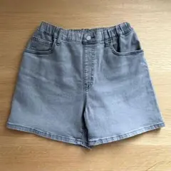 ユニクロ　GIRLS デニム ショートパンツ　160　グレー