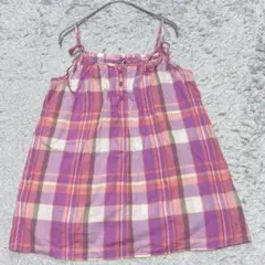 チェック柄シャツキャミソールワンピース［F］パープル系