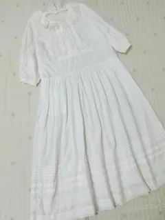 ピンクハウス　ヴィンテージ　綿ローン　ワンピース　フランスレース　タレ紐