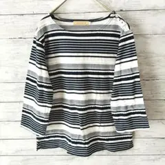 【クロコダイル】CROCODILE 七分袖 カットソー M ボーダー 日本製 綿