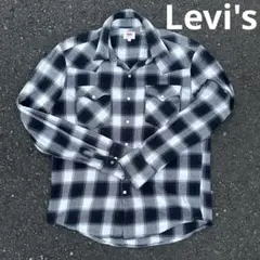 【美品】Levi's リーバイス　チェックシャツ　ブラック　ホワイト