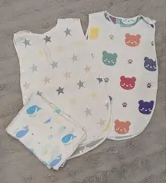 クマと星の柄 おくるみ・ブランケット 3点セット