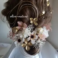 ヘッドドレス~ミニアネモネのくすみピンク水引style~髪飾り 成人式 卒業式