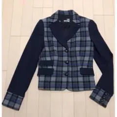 本物 希少 モスキーノ チェック柄 袖カラー切替 ブレザー ジャケット 38