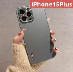 【新品未使用】iPhone15Plusケース グリーングレー