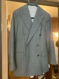 グレー ストライプ ダブルブレストジャケット