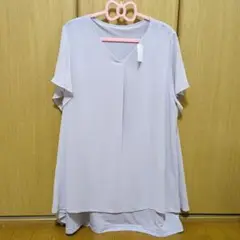 薄紫 Vネック吸汗 速乾加工 トップス LL エレガント
