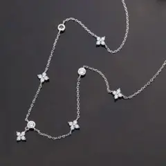 【No.90】ジルコニア フラワー ネックレス silver925