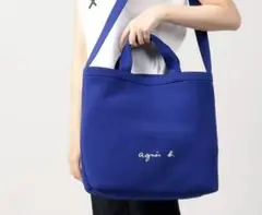 【美品】アニエスベー　ネオプレン ２WAY トートバッグ ショルダーバッグ 青