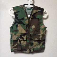 込 迷彩 コットン ベスト 4ポケット