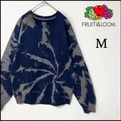 メンズ服ブリーチトレーナーM 古着屋 ストリート系 柄 紺 ネイビー 秋冬物