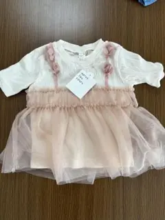 新品タグ付き　アプレレクール　お花チュールTシャツ ピンク 80cm