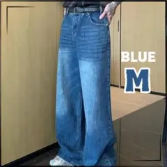 ワイドパンツ☆デニム ブルー M