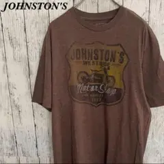 【USED】Tシャツ JOHNSTON'S ブラウン　L プリント