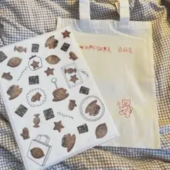 【匿名配送】ニコレシピ　クッキーイラストのショッピングバッグとファイルセット