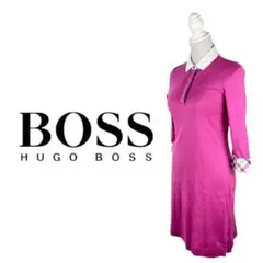10T227☆ HUGO BOSS ピンク系 長袖 ひざ丈ワンピース トップス
