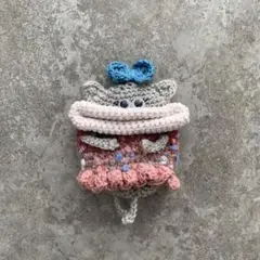パクパクモンスター*キーケース*ねこ*グレー*リボン