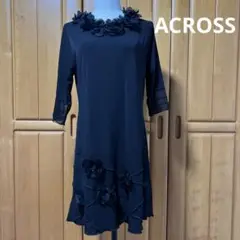 ACROSS☆7分袖黒ワンピース