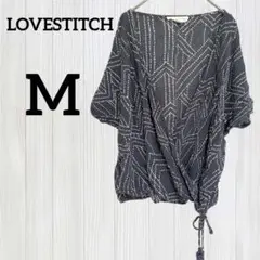 1点もの❤️LOVESTITCH 【M】ダークグレー トップス ブラウス 夏 古着