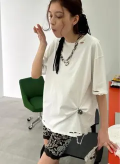 PERVERZE DISTRESS Regular T-Shirt ホワイト