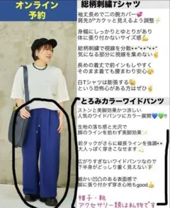 しまむら おかだゆり とろみカラーワイドパンツ パンツ 大きいサイズ 4L