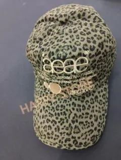 未使用 ヒョウ柄カーキベースボールキャップ