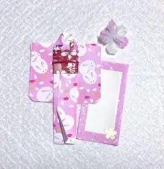 友禅和紙着物しおり（白うさぎ）メッセージカード付きNo.52