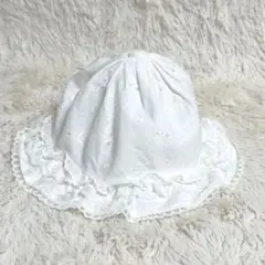 美品✨　メゾピアノ　　ホワイト ベビー帽子 フリル　46cm