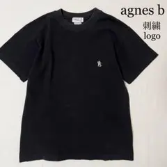OLD agnes b アニエスベー 鹿子 Tシャツ 刺繍ロゴ ブラック