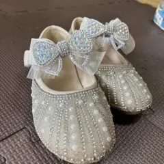 フォーマルシューズ ベージュ キラキラ