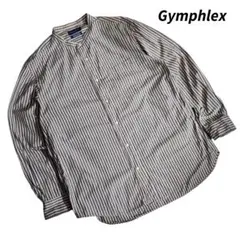 Gymphlex バンドカラー・ストライプ長袖シャツ 84707