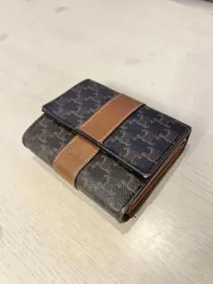 三つ折り財布 ダークブラウン 合成皮革