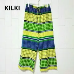 キルキー ミックスライン パンツ イージーパンツ 大きめ ウエストゴム A18