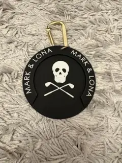 美品】MARK & LONA スカル付きレザータグ 黒 ゴルフ ネームタグ