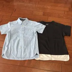 ボタンダウンシャツとTシャツセット　120