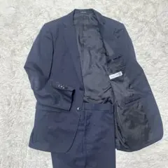 【新品同様】ABITRE 51 セットアップ3ピース　ストライプ　ネイビー　L Perfect Suit FActory セットアップ 「上下洗える」WEB限定