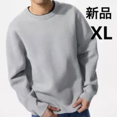 ￼【新品】ユニクロ ウォッシャブルミラノリブクルーネックセーター グレー XL