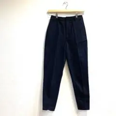 GU コットンテーパードアンクルパンツ ネイビー S オフィス 通勤