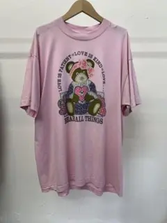 BEST XL ピンク Tシャツ クマ柄　90s