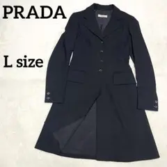 316 PRADA ロングコート ウール素材 黒 レディース 40