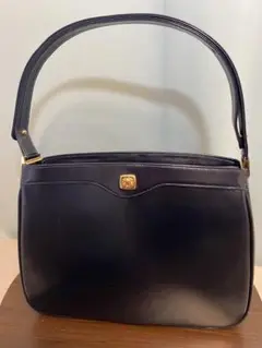 ギンザ カネマツ GINZA KANEMATSU ショルダーバッグ 黒 革 中古
