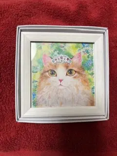 猫画　　額縁入りポストカード