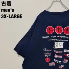 古着 GILDAN ギルダン Tシャツ 企業ロゴ バックプリント ネイビー3XL