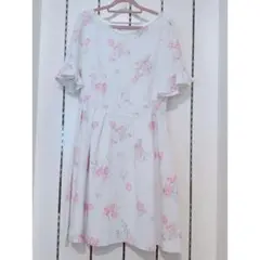 Lodispotto ロディスポット 花柄 リボン ワンピース 半袖 ホワイト