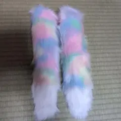 フェイクファーレインボーしっぽ　2個セット