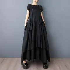 超人気商品 サロペットワンピース おしゃれ度高め 切り替え Aライン フリー