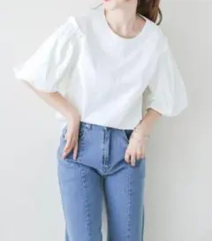 【新品】シュガービスケット　ホワイト パフスリーブ 半袖シャツ