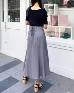 INGNI イング バックレース ロング フレア スカート マーメイド グレー